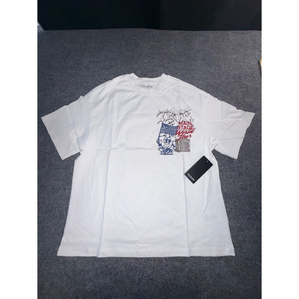 True Religion Mens Main Stage World Tour Graphic T-Shirt White Small NEW